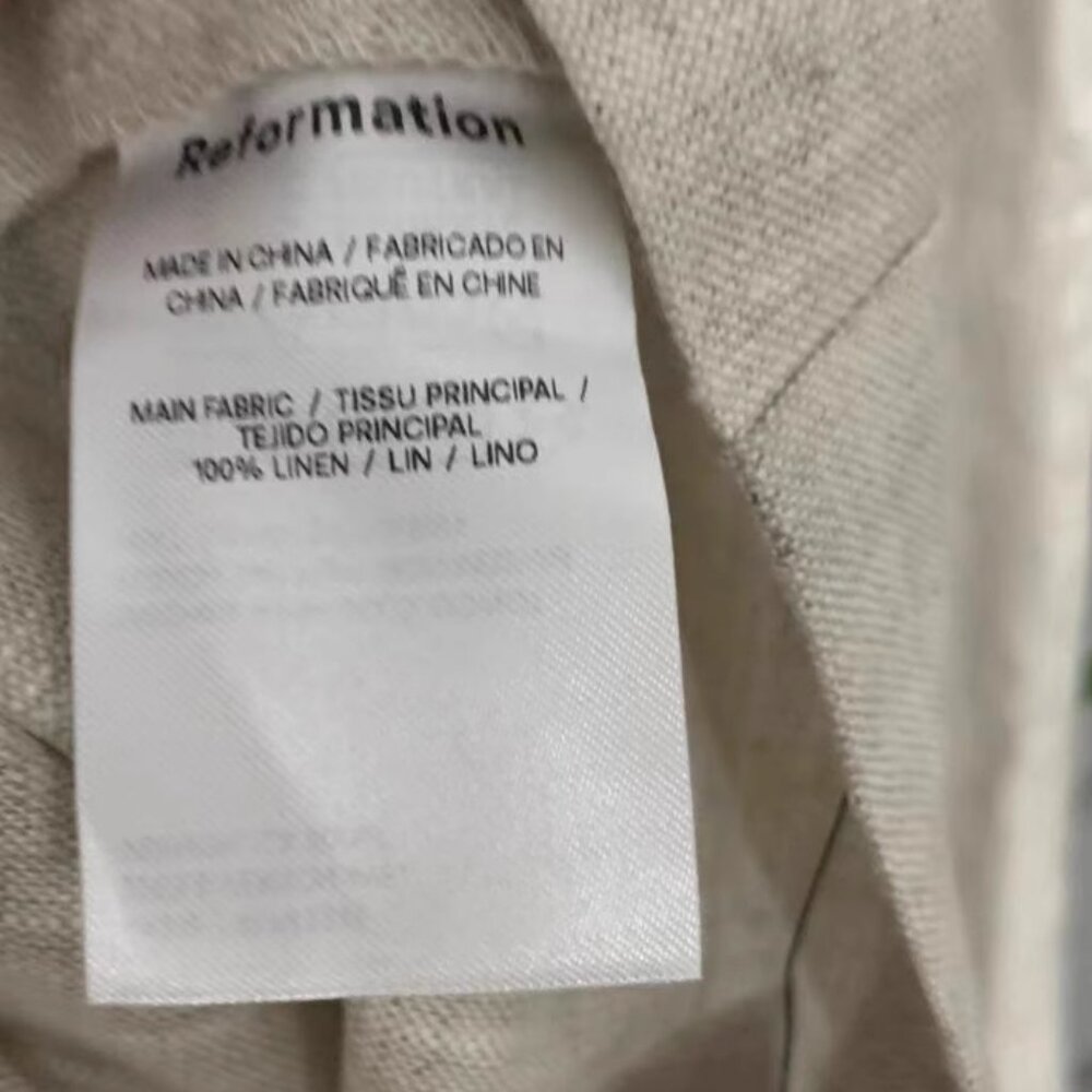 NWT Reformation Edina Linen Dress Sz2 Oatmeal Linen Causal Halter - Picture 11 of 12